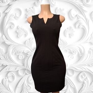 Calvin Klein Black Notch-Neck Sheath Mini Dress